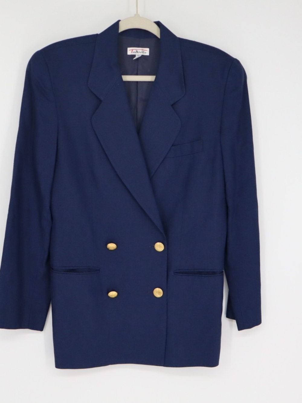 Vintage Talbots Blazer Size 6 Navy Double Breasted Gold Crest Buttons USA Italia